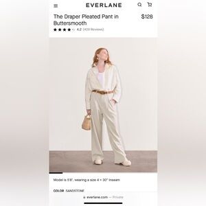 Everlane Draper Pleated Pant, Size 4, color Sandstone. Brand new with tag on.